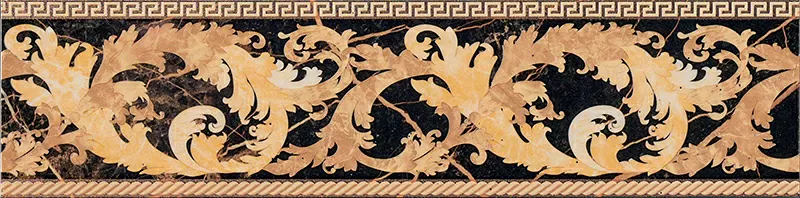 Керамогранит 240233 MARBLE FASCIA BAROCCA NERO LEV 14,4x58,5