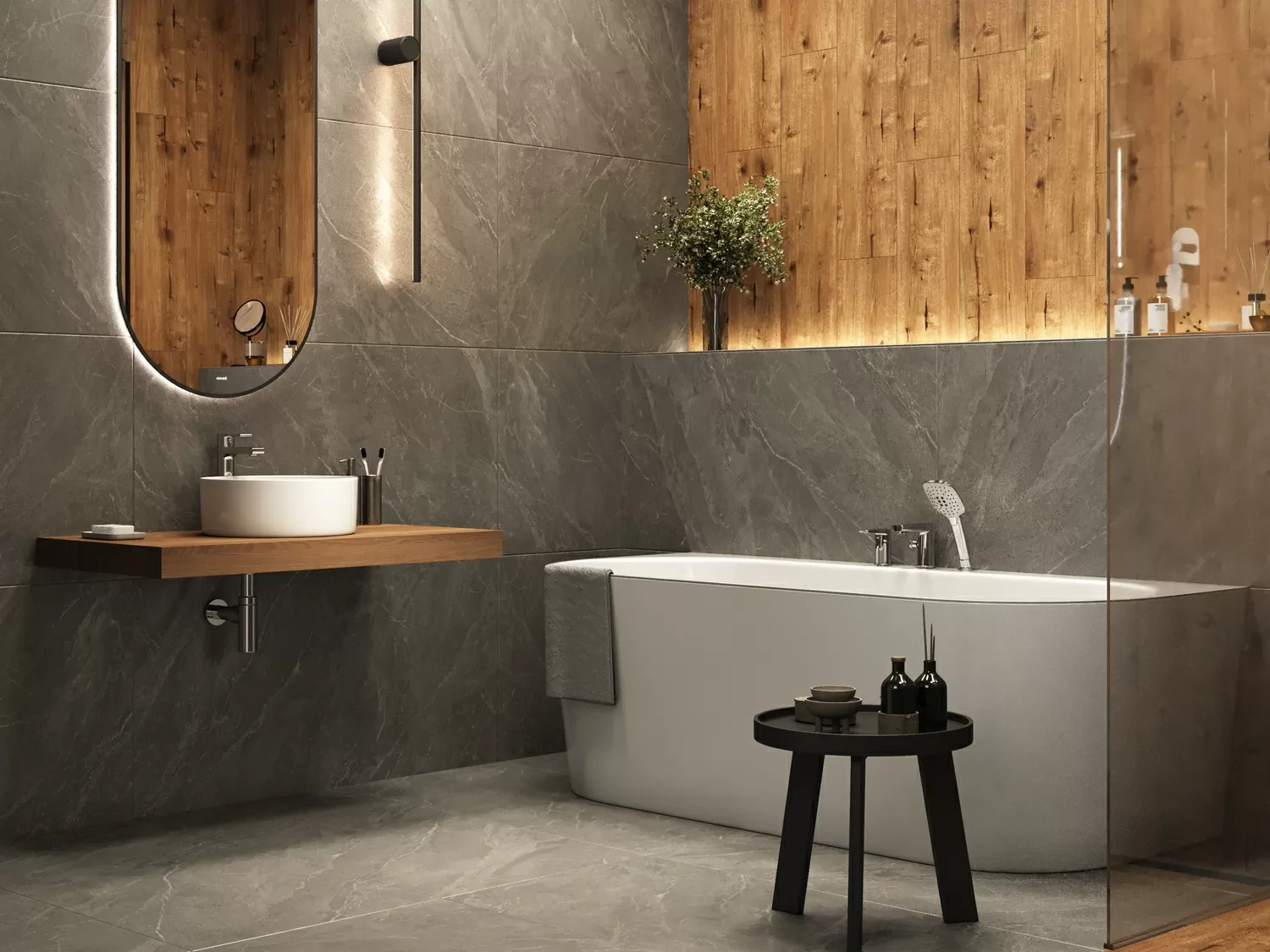 Керамогранит 17428 Cambio темно-серый ректификат 60x120