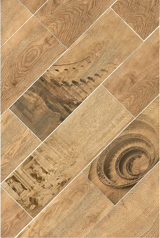 Керамогранит Italian Wood Dark Brown Декор GT-252/d01 20х60 (микс)