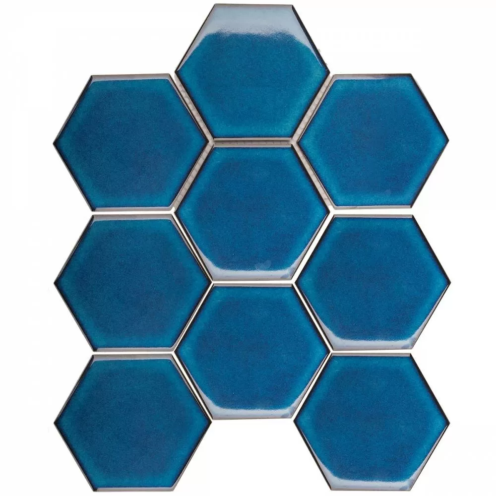 Мозаика JJFQ80048 Hexagon big Deep Blue Glossy 25.6х29.5х6