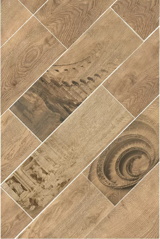 Керамогранит Italian Wood Dark Brown Декор GT-252/d01 20х60 (микс)