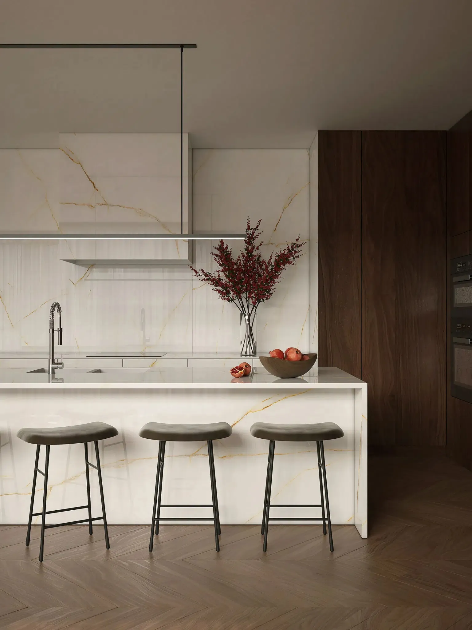 Керамогранит LAMF012813 Diamond Calacatta Black Bocciardato 5.6mm 1200x3000