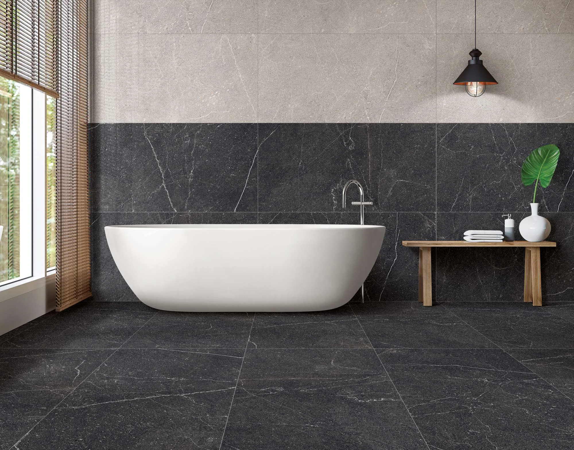 Керамогранит RG6003-A Equistone Charcoal Rotto Glossy Ink 60x120