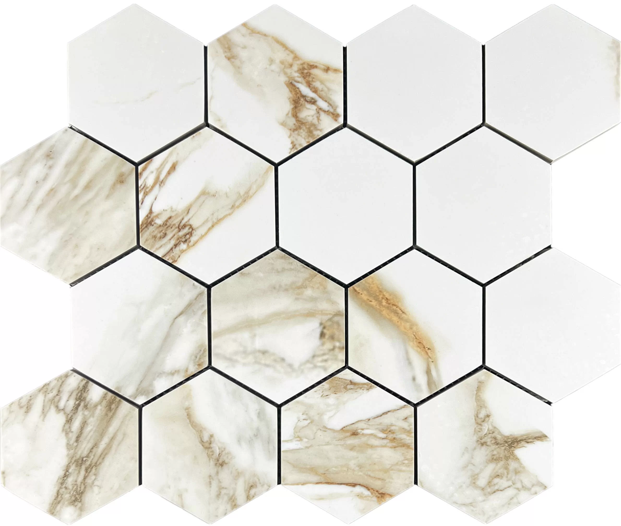 Мозаика Mosaic Calacata Paonazzo 78 Hexagone 28x33