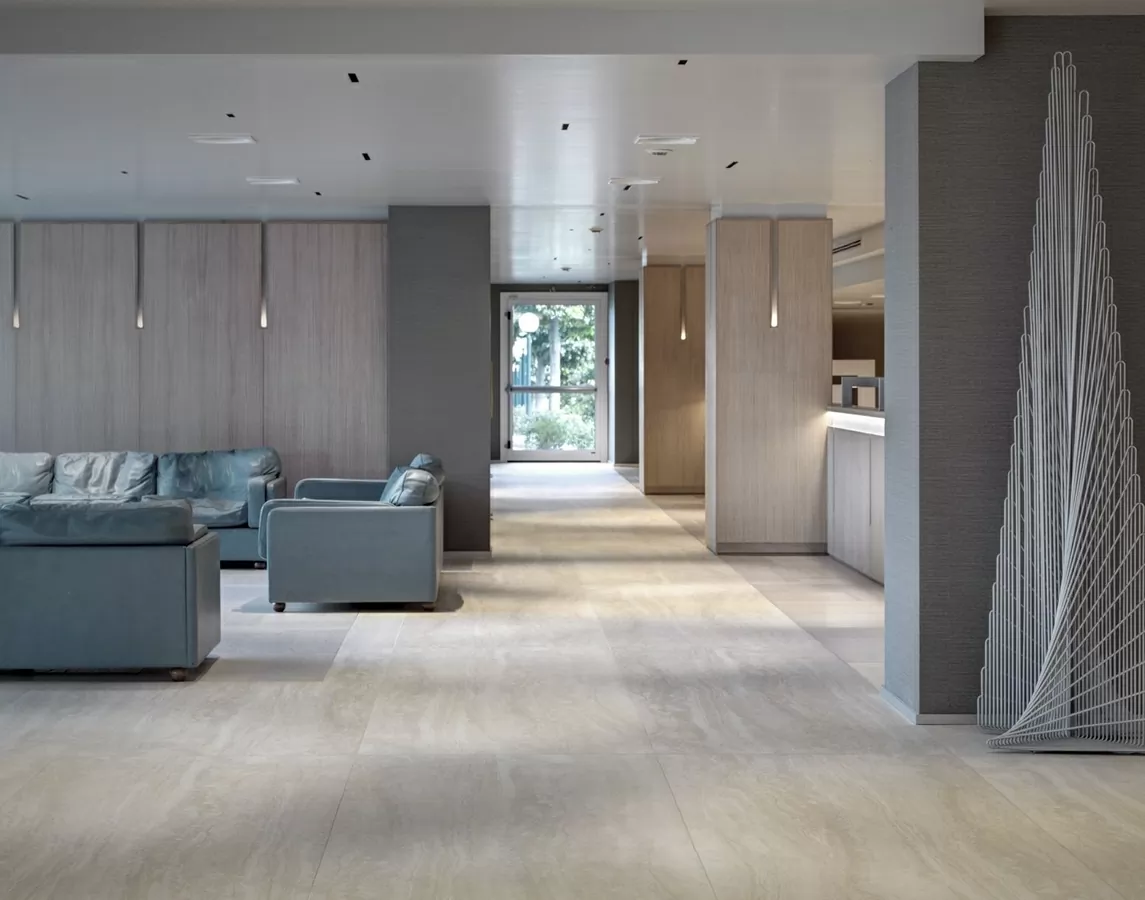 Керамогранит LAMF004959 I Naturali Marmi Travertino Navona Bocciardato 1000x3000x5.6