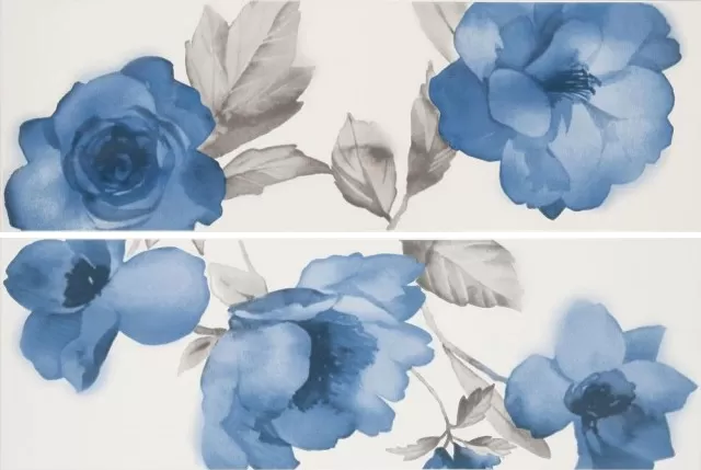 Плитка MLER Colourline White/Blue Decoro 22x66.2