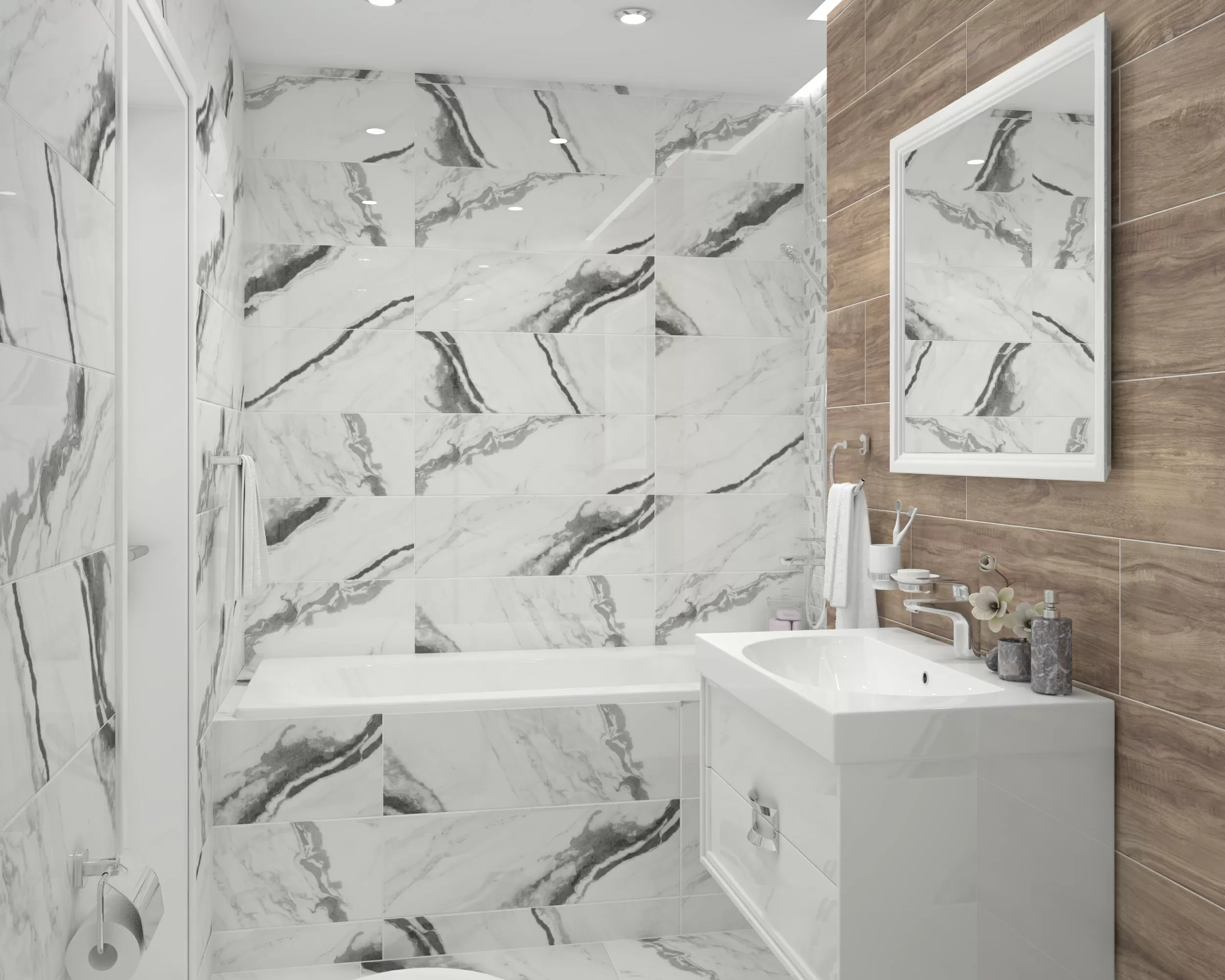 Плитка Silver белый 25х75