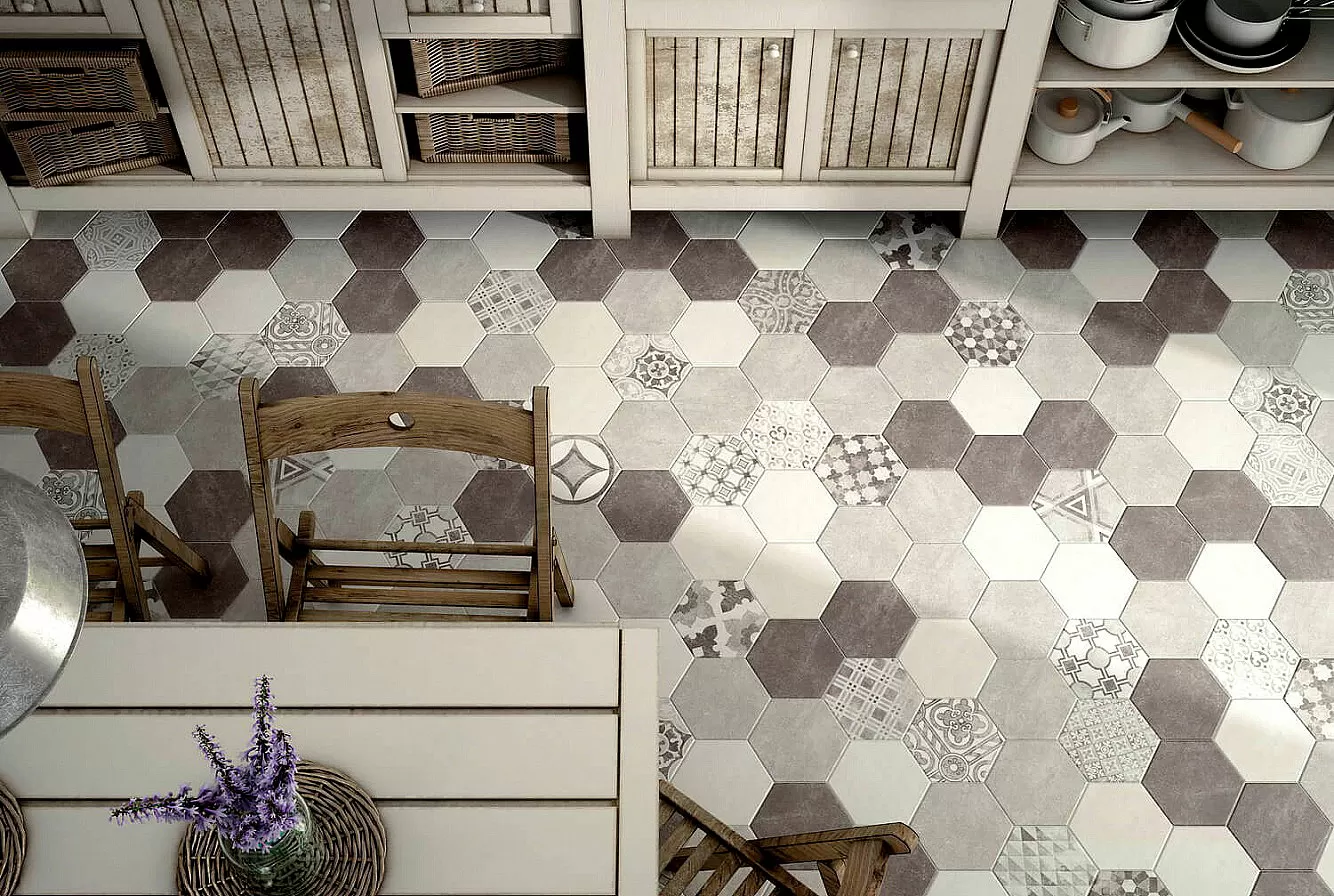 Керамогранит 22097 Hexatile Cement Mud 17,5x20