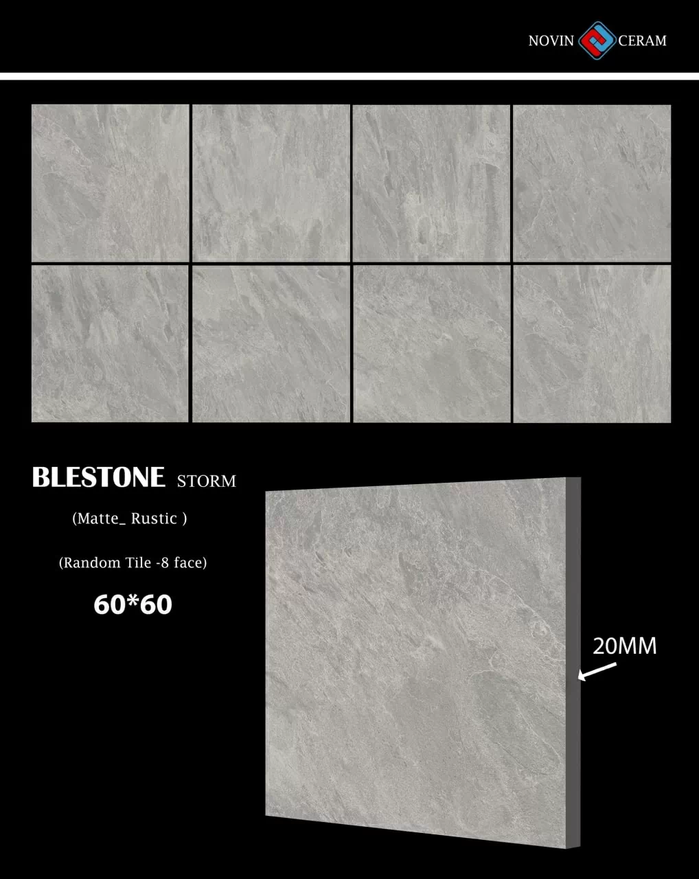 Керамогранит X9528M Blestone Cream Matte Rustic 20mm 60x60