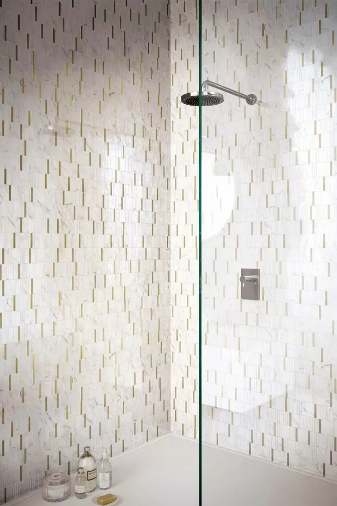 Плитка M8T5 Allmarble Wall Golden White Satin Decoro Club 40x120