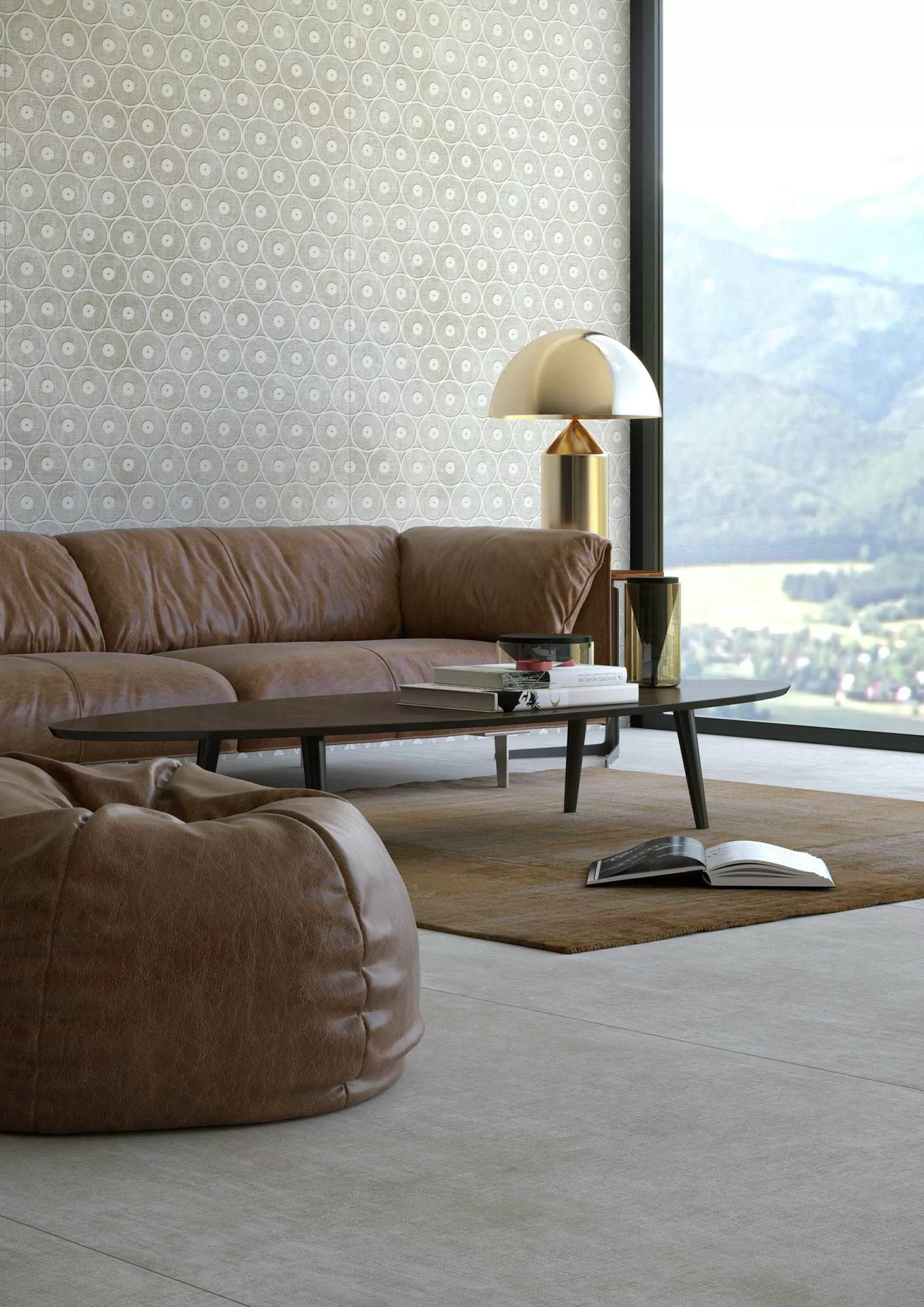 Керамогранит 752618 Tesori Decoro Broccato Bianco Argento 6mm 120x240