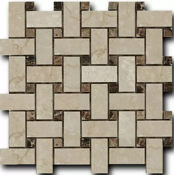 Мозаика Botticino Fiorito + Dark Imperador 3*6*1 30,5*30,5