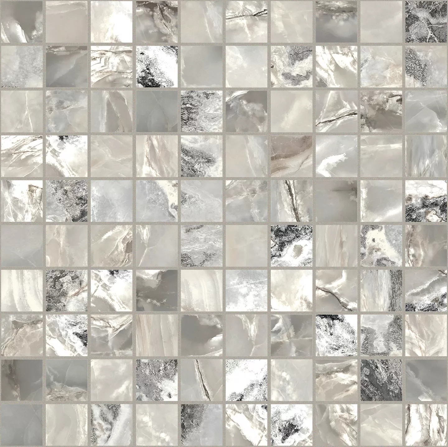 Мозаика 767658 Onyx&More Silver Blend Glossy Mosaico 3x3 30x30