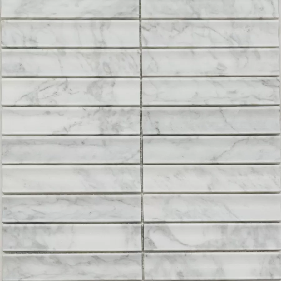 Мозаика PIX341 Bianco Carrara, Concave матовая 30х151 305х318х12