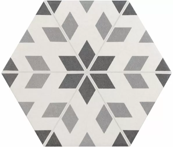 Керамогранит 21357 Hexatile Harmony B&W 17,5x20
