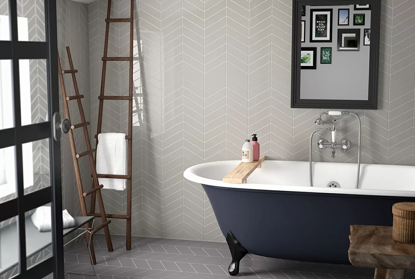 Керамогранит 23199 Chevron Blanco Mate Right 9x20,5