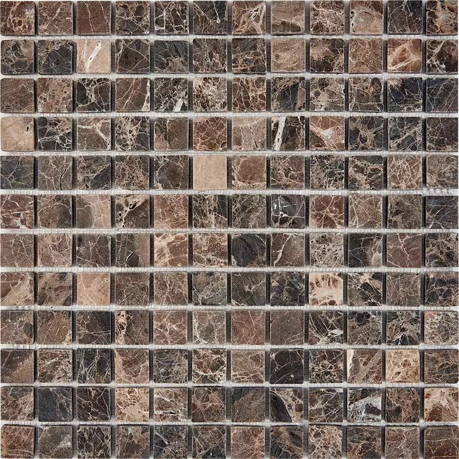 Мозаика PIX220 Dark Emperador из мрамора матовая 23x23 305х305x6