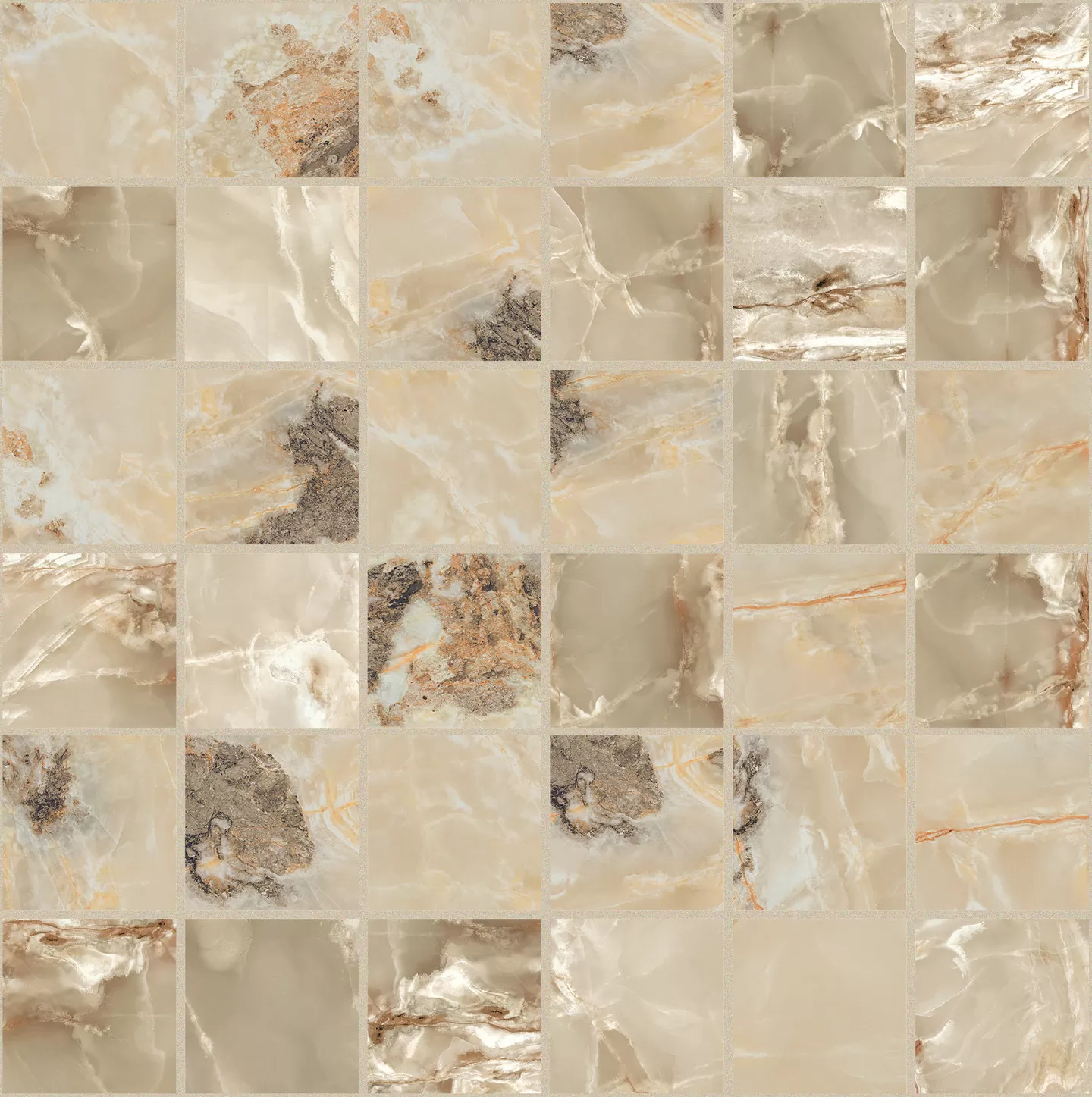 Мозаика 767751 Onyx&More Golden Blend Glossy Mosaico 5x5 30x30