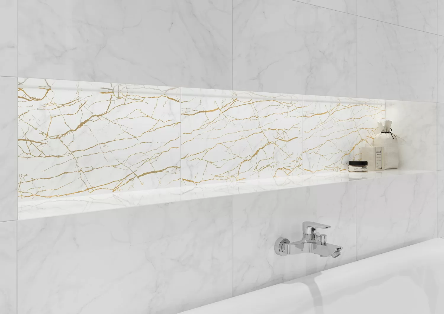 Плитка KT2L051DT Calacatta вставка узор белый 29,8x59,8