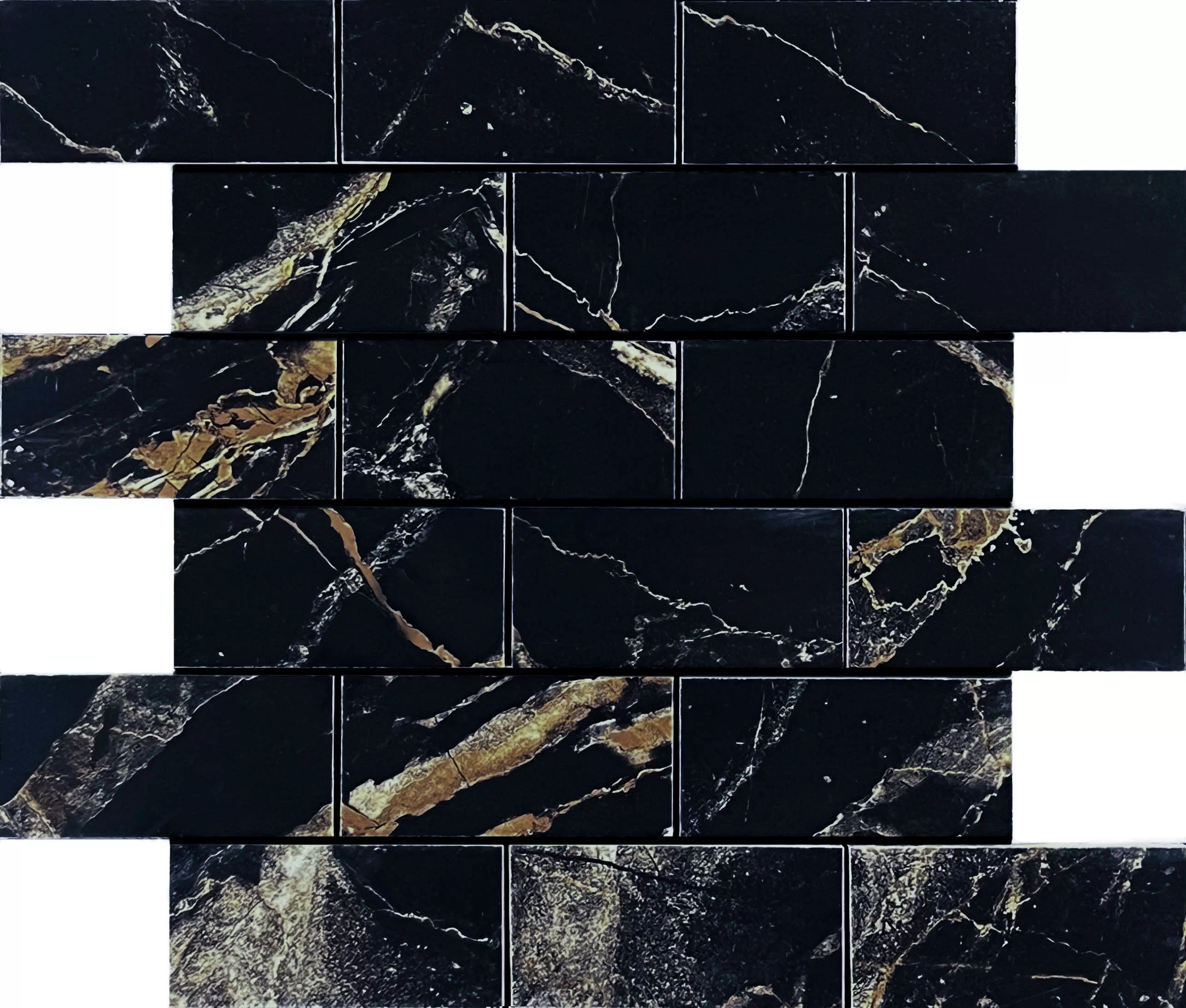 Мозаика Mosaic Alcantro Nero Brick bone 34.6x29.7