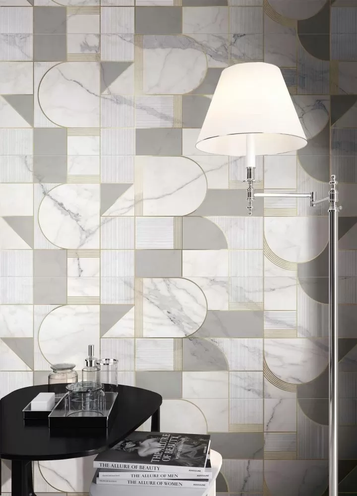 Плитка M8T5 Allmarble Wall Golden White Satin Decoro Club 40x120