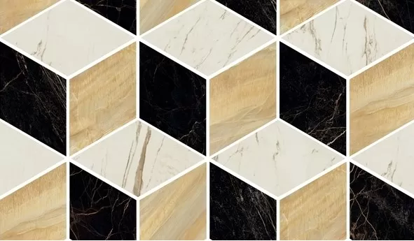 Керамогранит 240840 MOSAICS T3-3D NERO-ORO-BIANCO 17x29,1