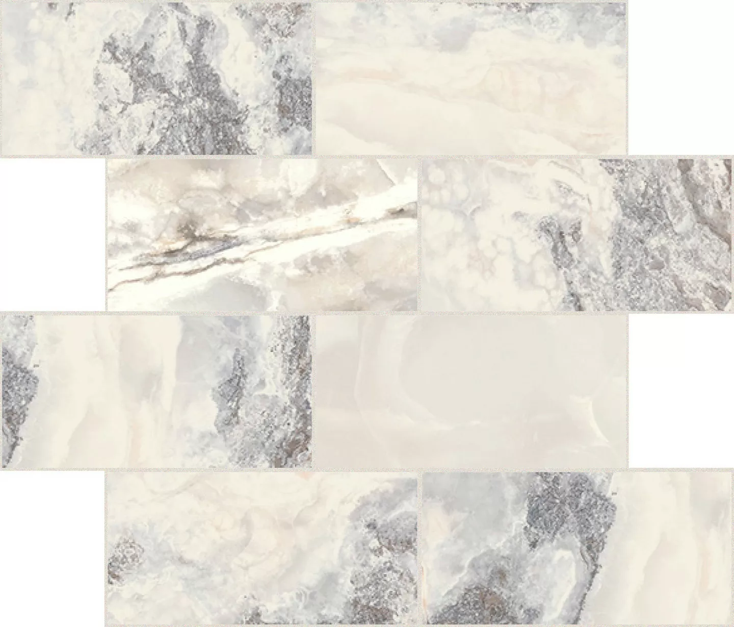 Мозаика 767787 Onyx&More White Blend Satin Modulo Muretto 6mm 7,5x15 30x30