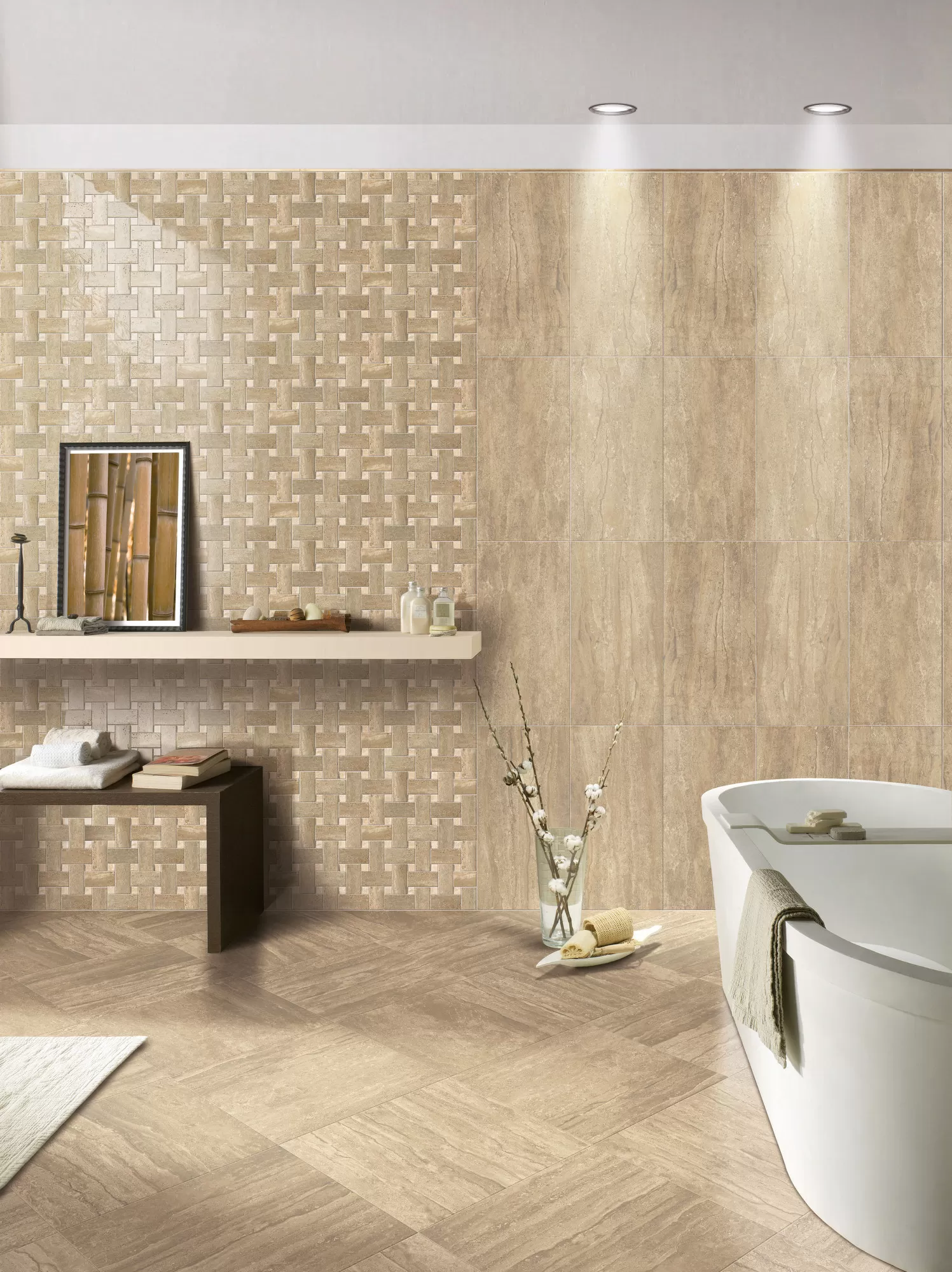 Мозаика 1036696 Travertini Mix Beige-Crema Lapp Rett 30x30