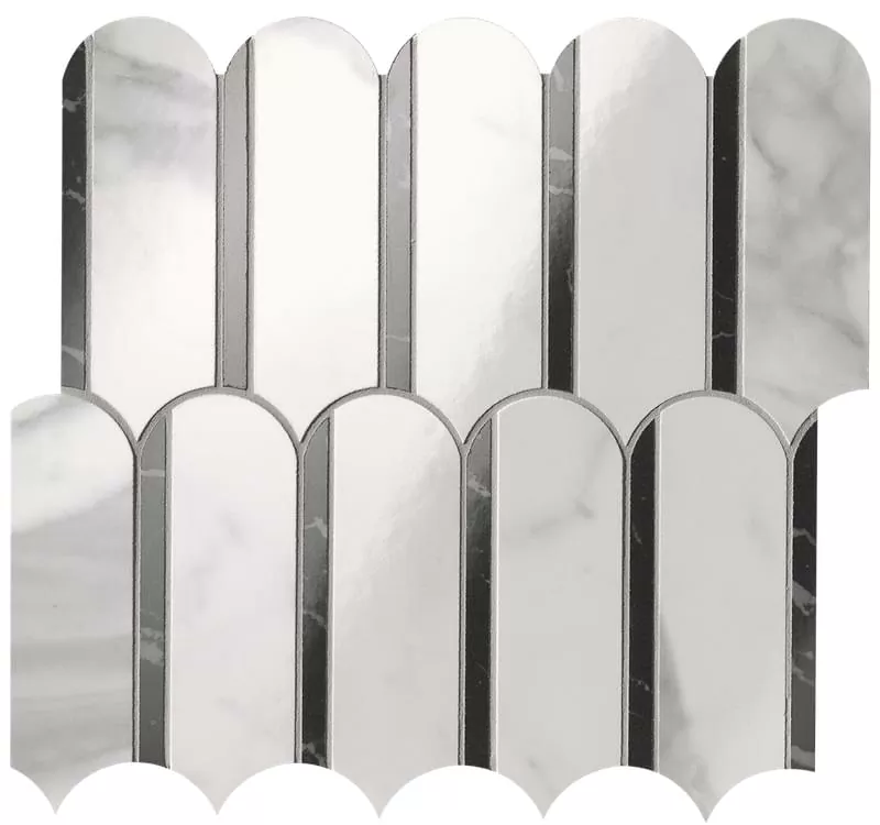 Мозаика fQKP Carrara Superiore Nero Elegante Archs Mosaico 28.2x31