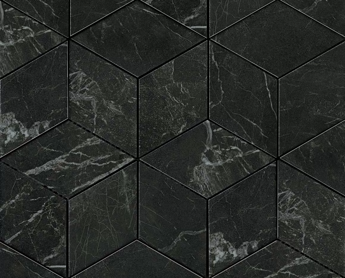 Мозаика ADVP Marvel Noir St.Laurent Mos. Esagono Lapp 30х35
