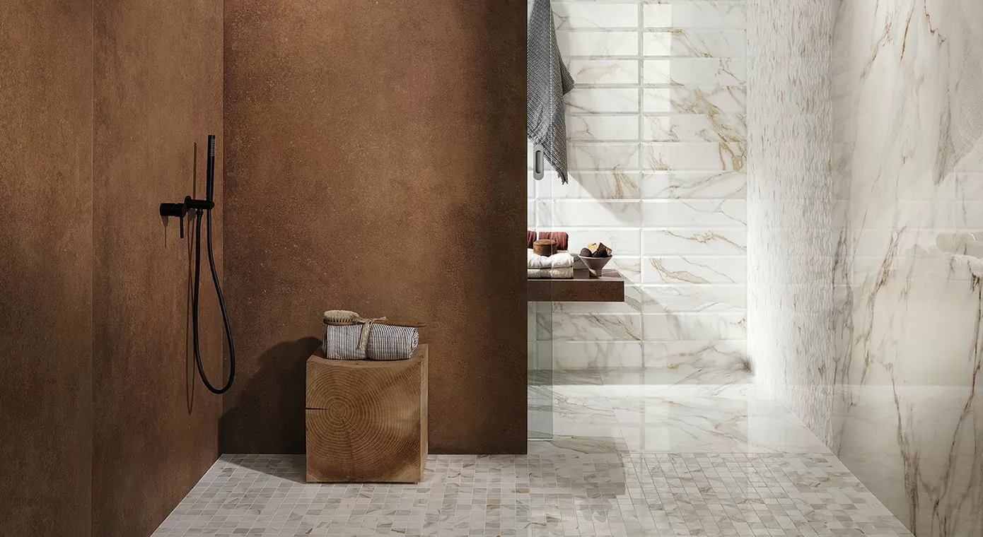 Плитка fQB7 Roma Gold Calacatta Delicato Brillante 15x56