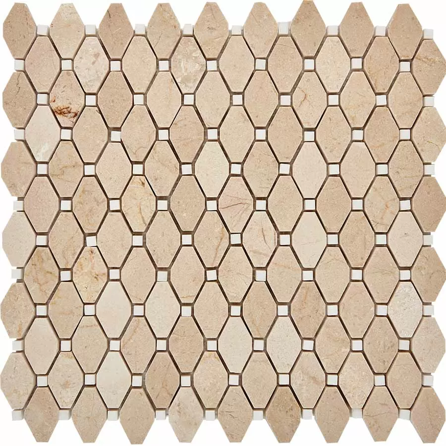 Мозаика PIX285 Cream marfil, Thassos White из мрамора полированная 39x24 286х295x7