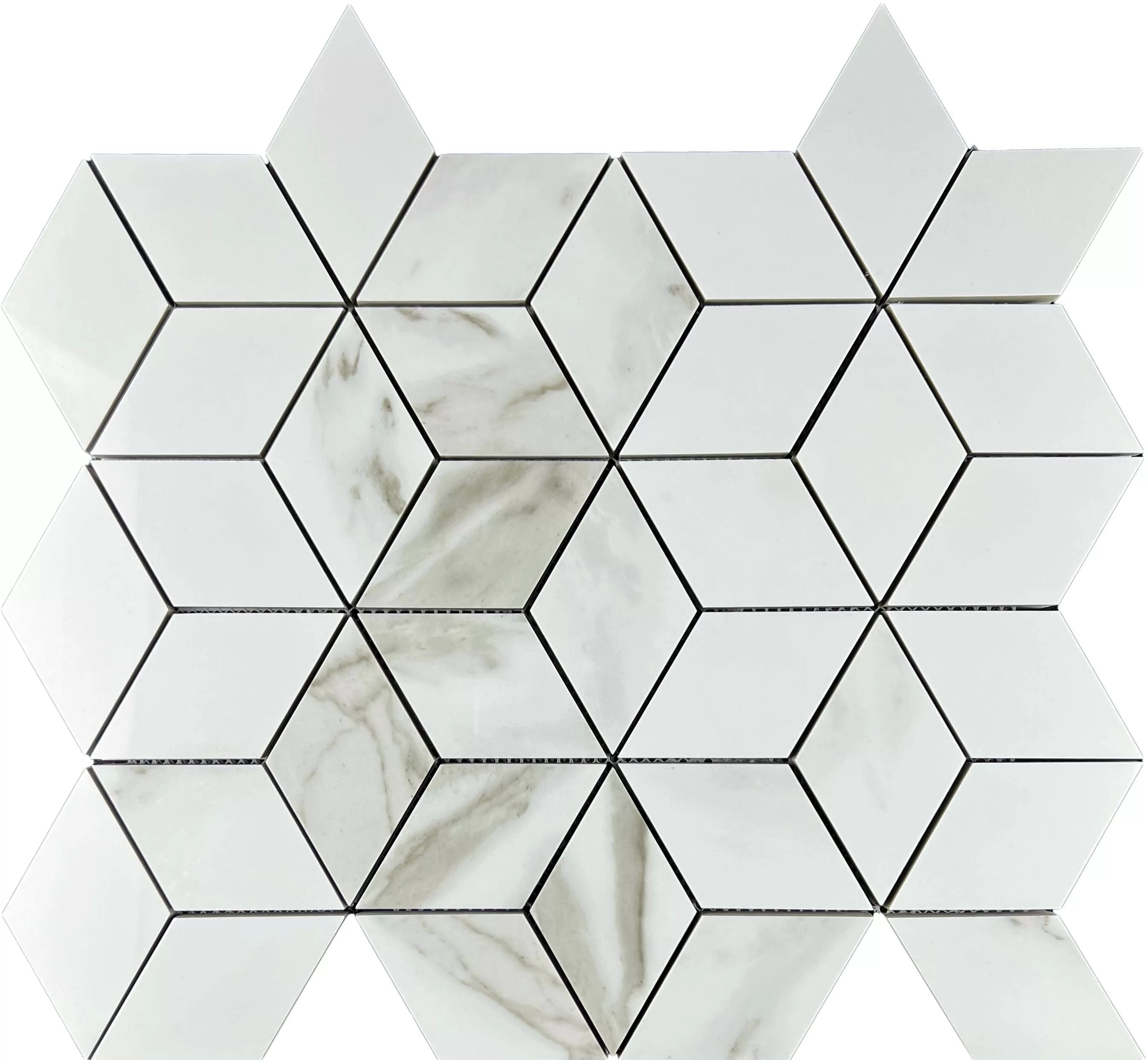 Мозаика Mosaic Statuario Eva 3d diamond 37.1x34.7