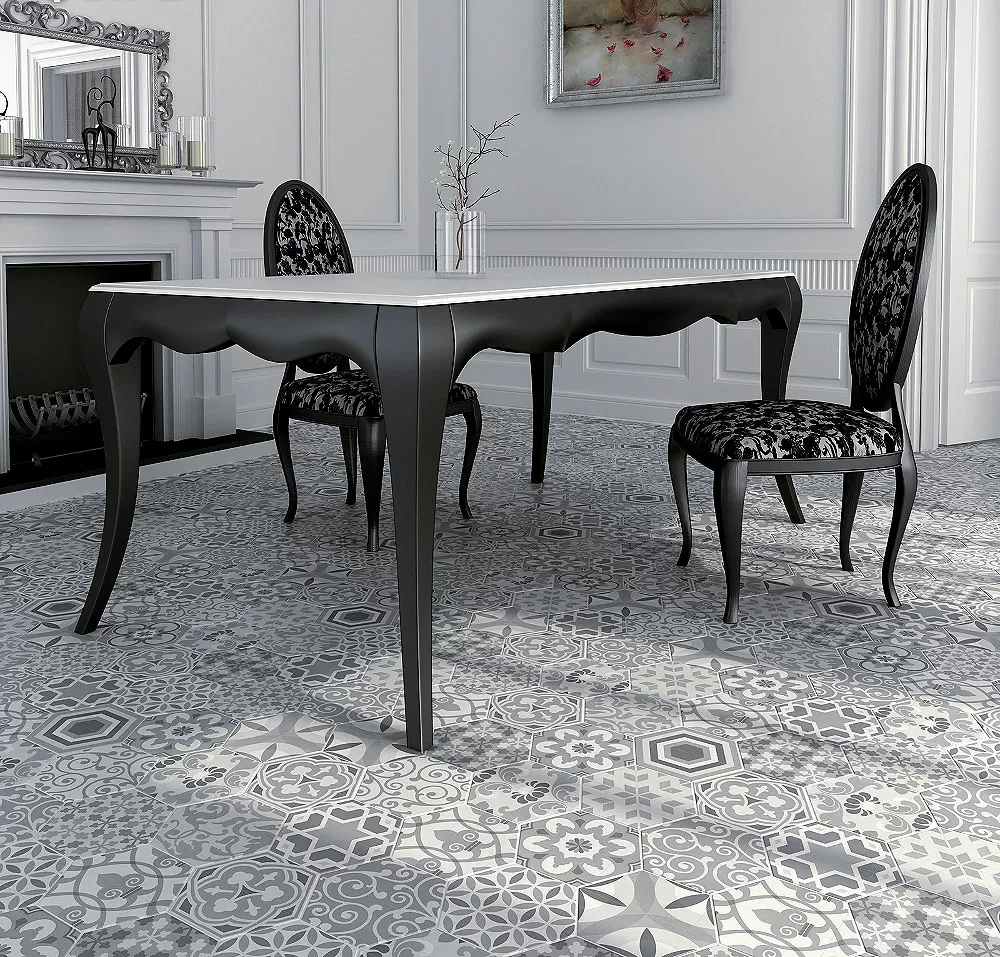 Керамогранит 21357 Hexatile Harmony B&W 17,5x20