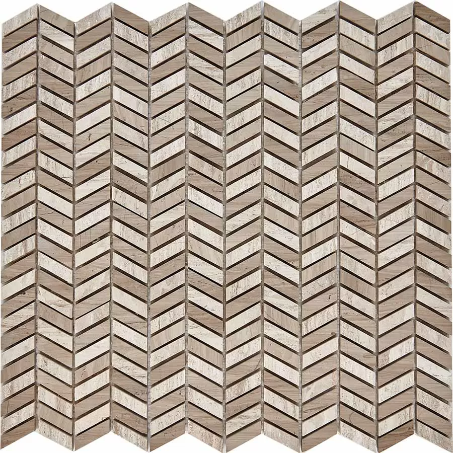 Мозаика PIX288 Shevron White Wooden, Athens Grey из мрамора полированная 27x10 298х307x8