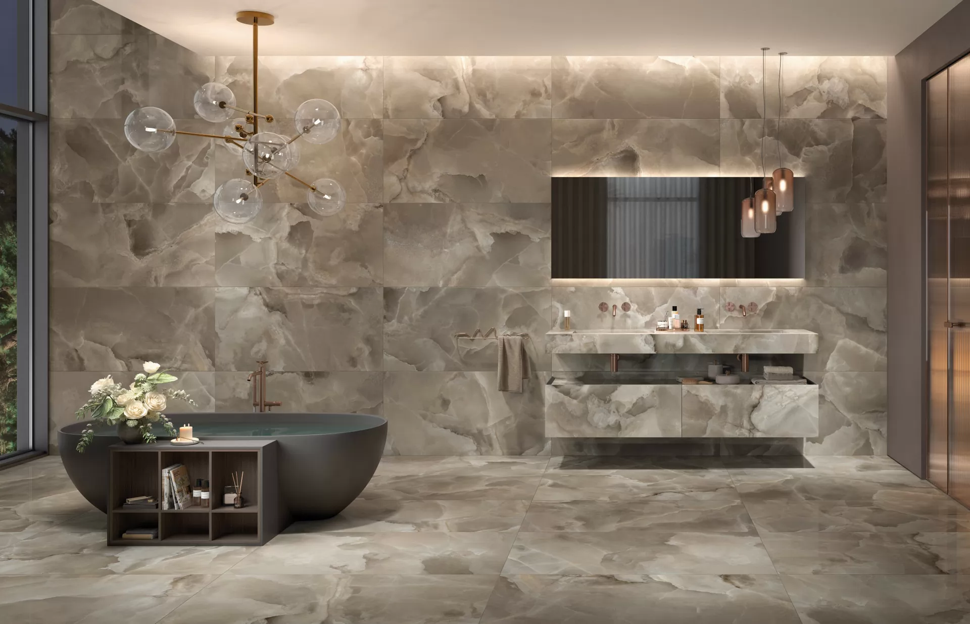 Керамогранит CAE7 Onyce ON02 Lead Grey Luc SQ 120х120