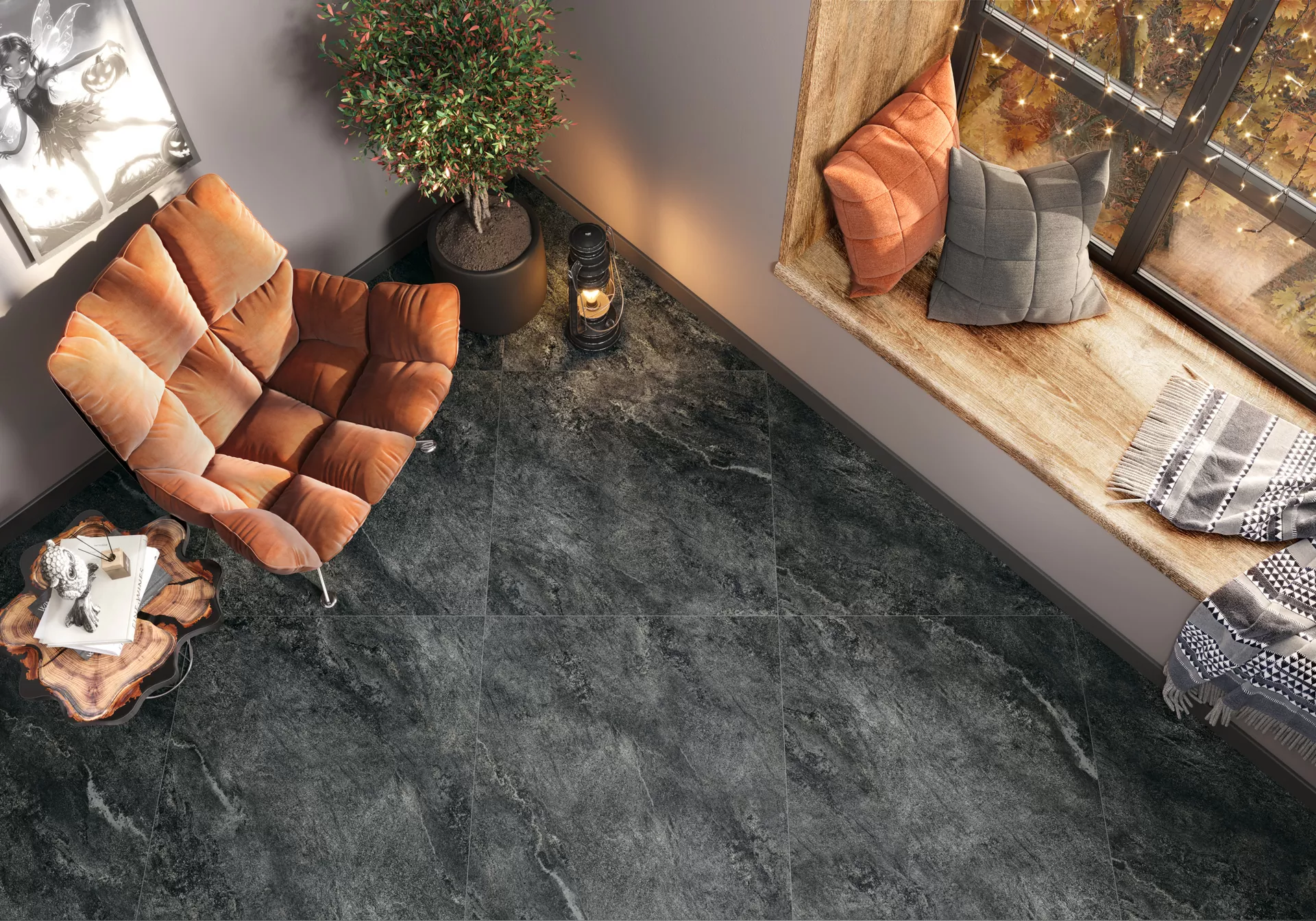 Керамогранит 8080AJA25M Ajax Graphite матовый карвинг  800x800x8