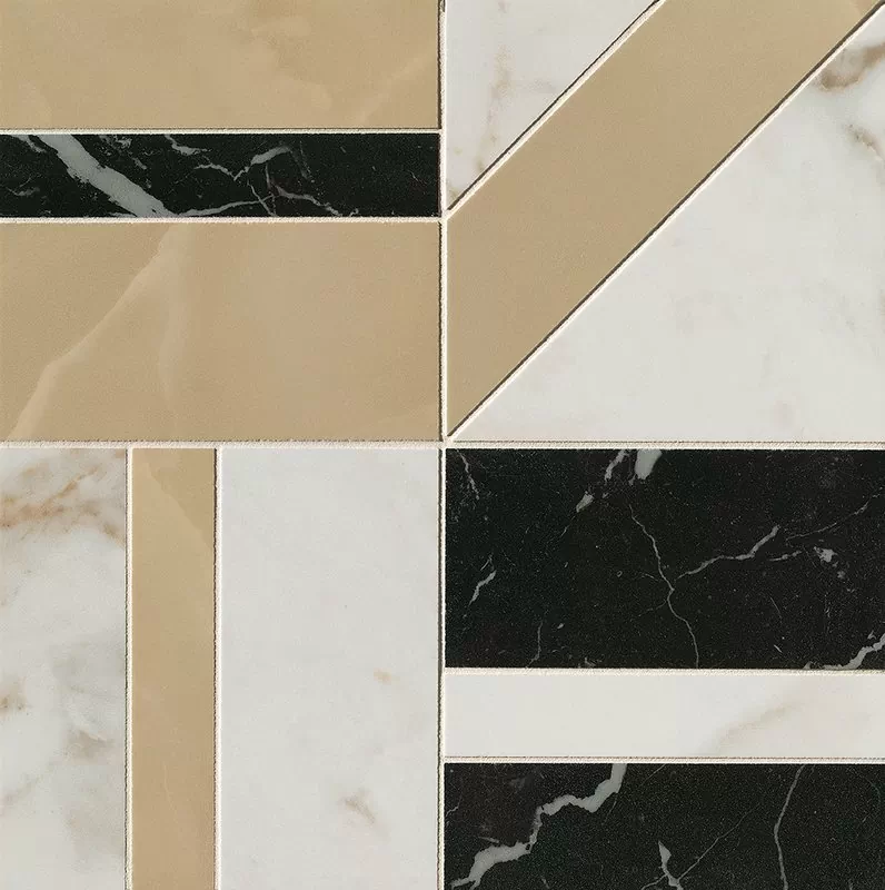 Мозаика fQKB Calacatta Delicato / Onice Miele / Nero Elegante Deco Mosaico 30x30