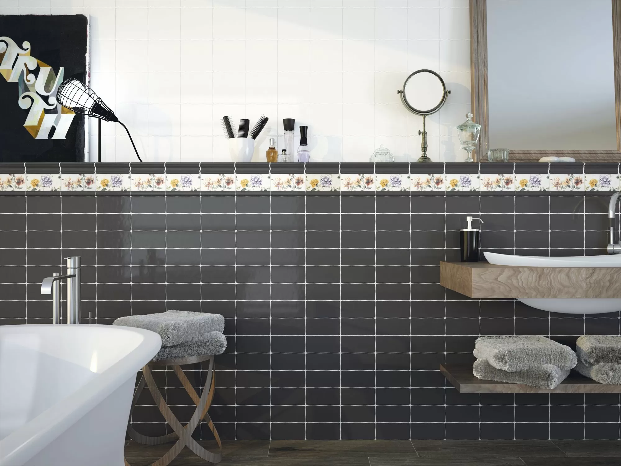 Плитка MOLDURA GREY 5x15