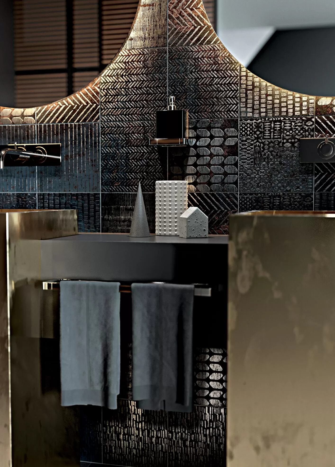 Мозаика 1062376 Mosaico Costruire Random Metallo Nero 30х30