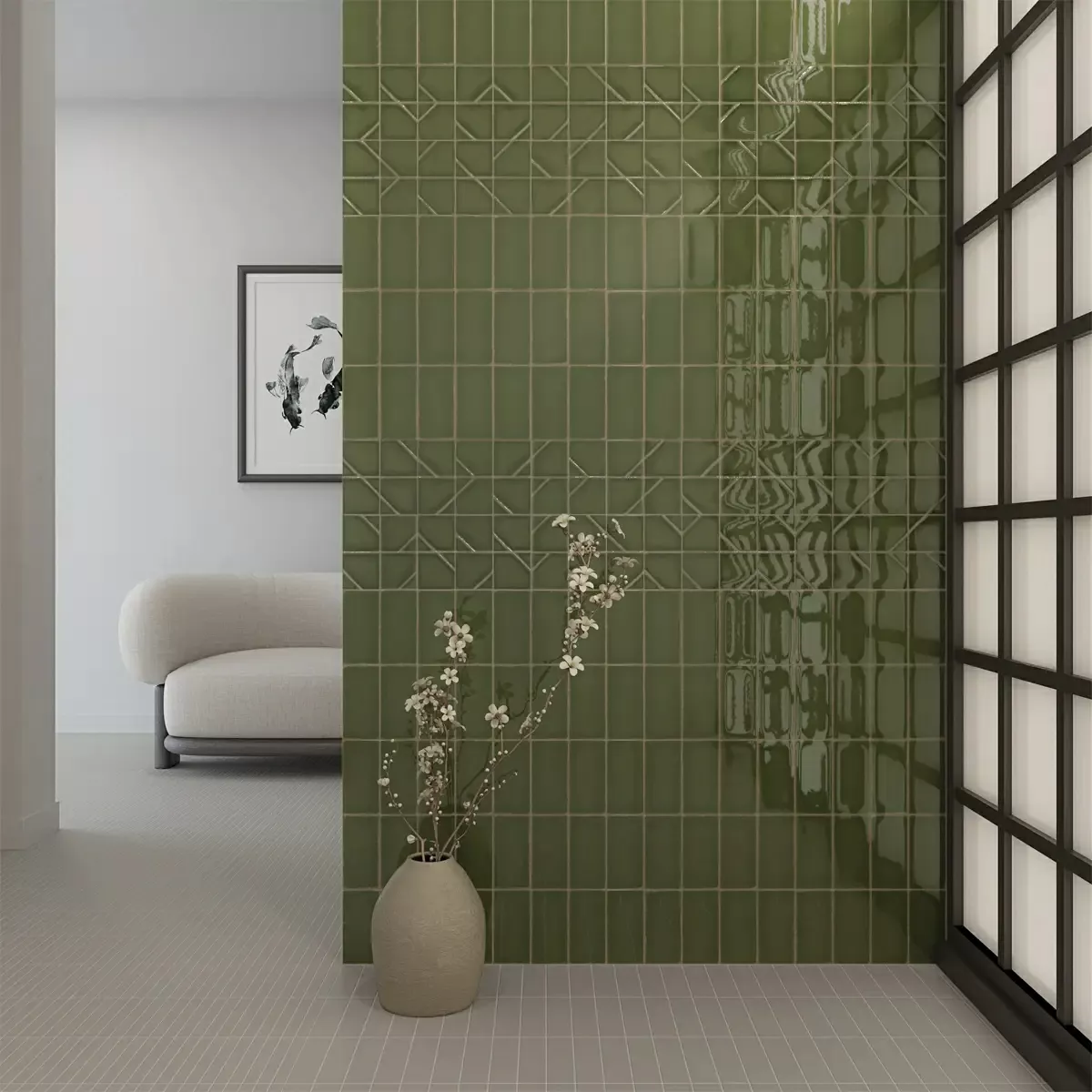 Плитка 134630 Yoko Origami Moss Gloss 6,2x12,5