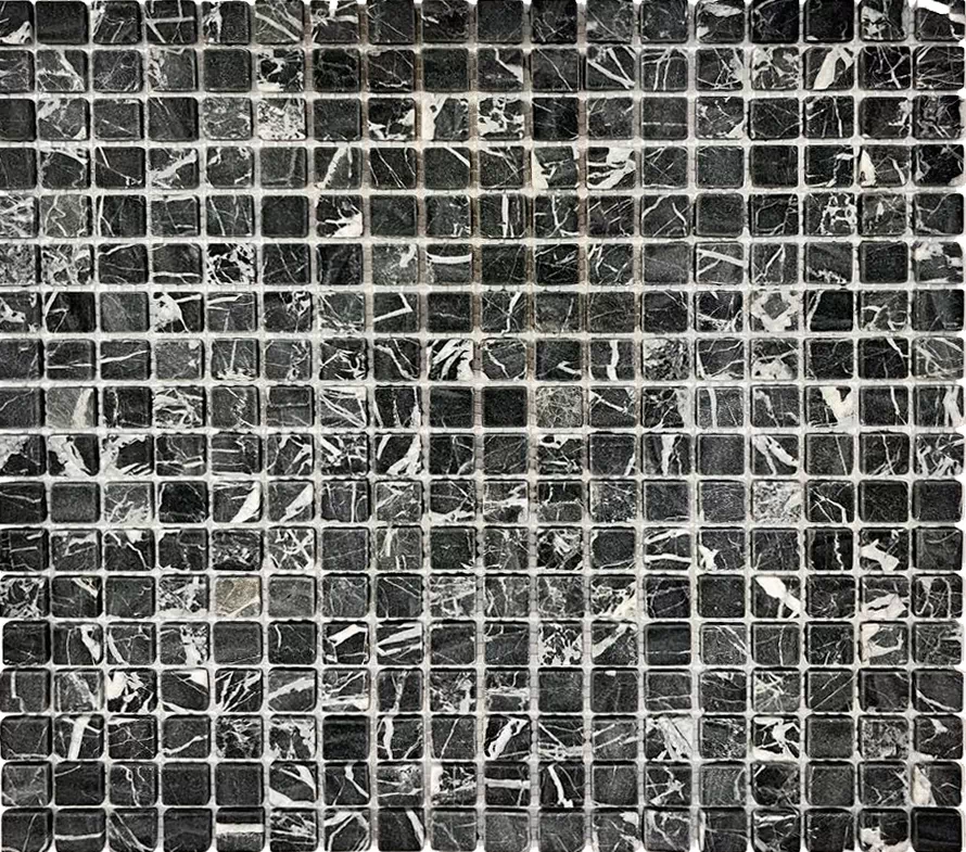 Мозаика Nero Marquina Tum 4мм 30.5x30.5