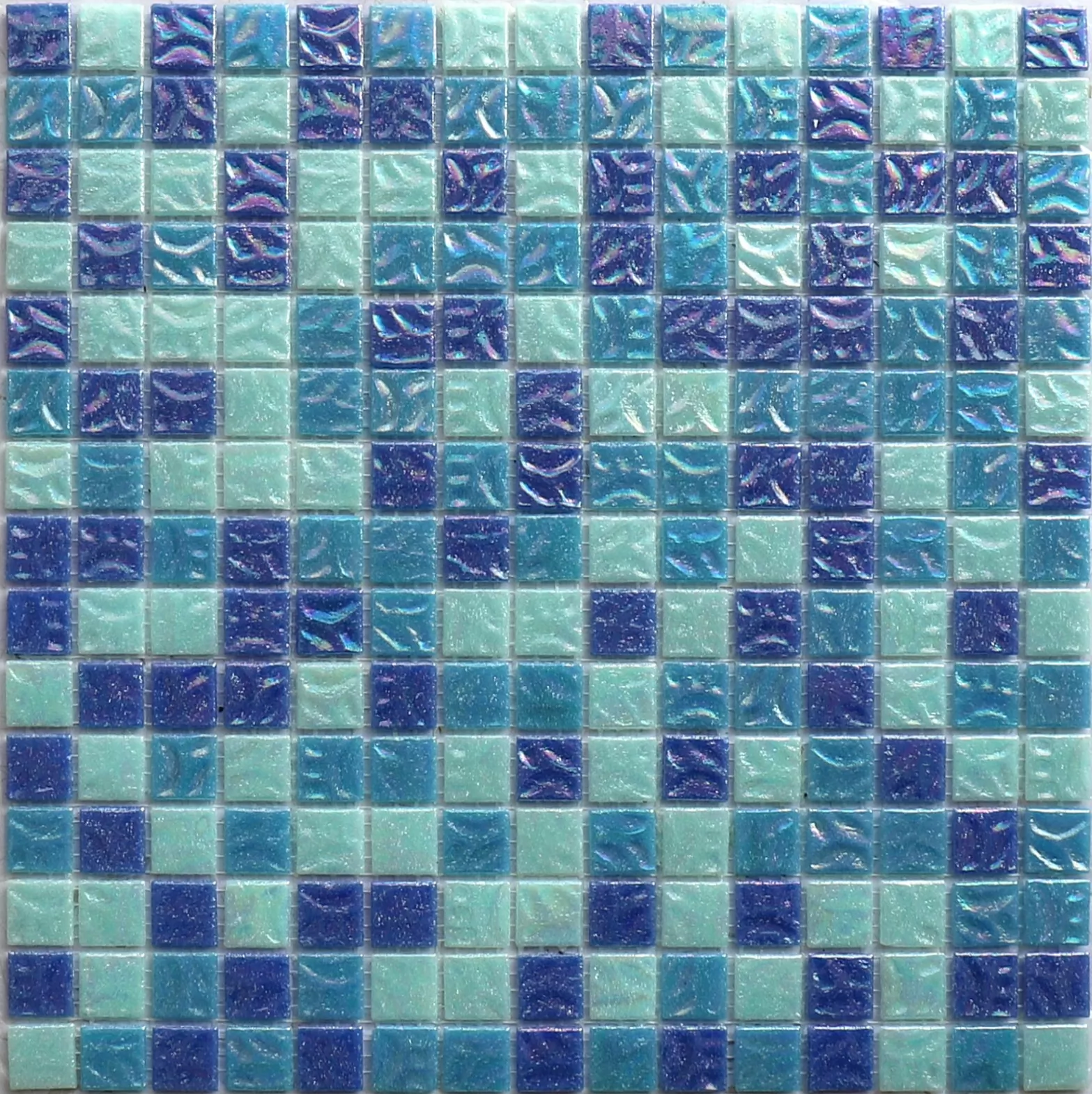 Мозаика MIX27 стекло синий (сетка) 20x20x4 327x327