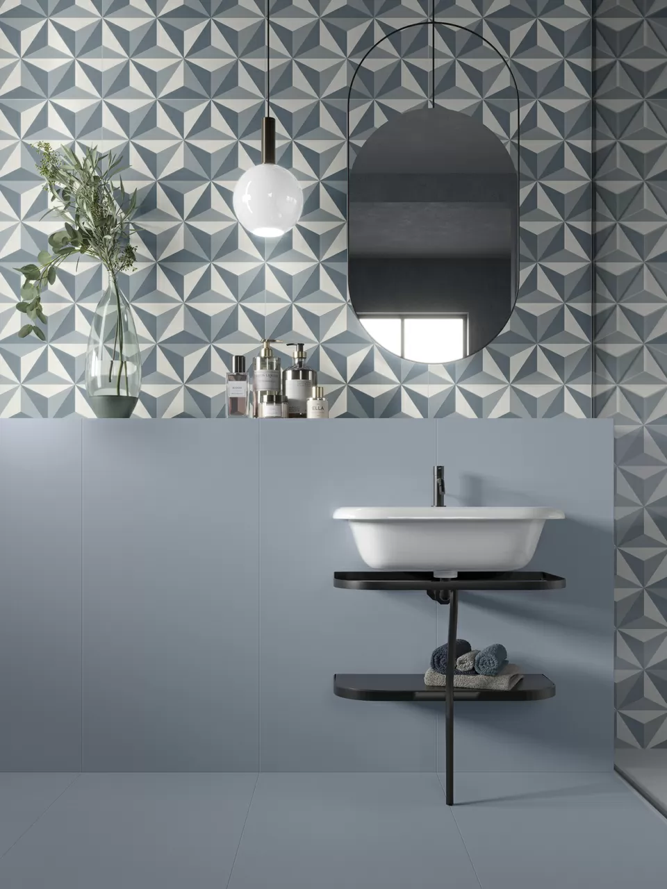 Керамогранит RPL154 Anni 70 Gessato Azzurro Rett 60x120
