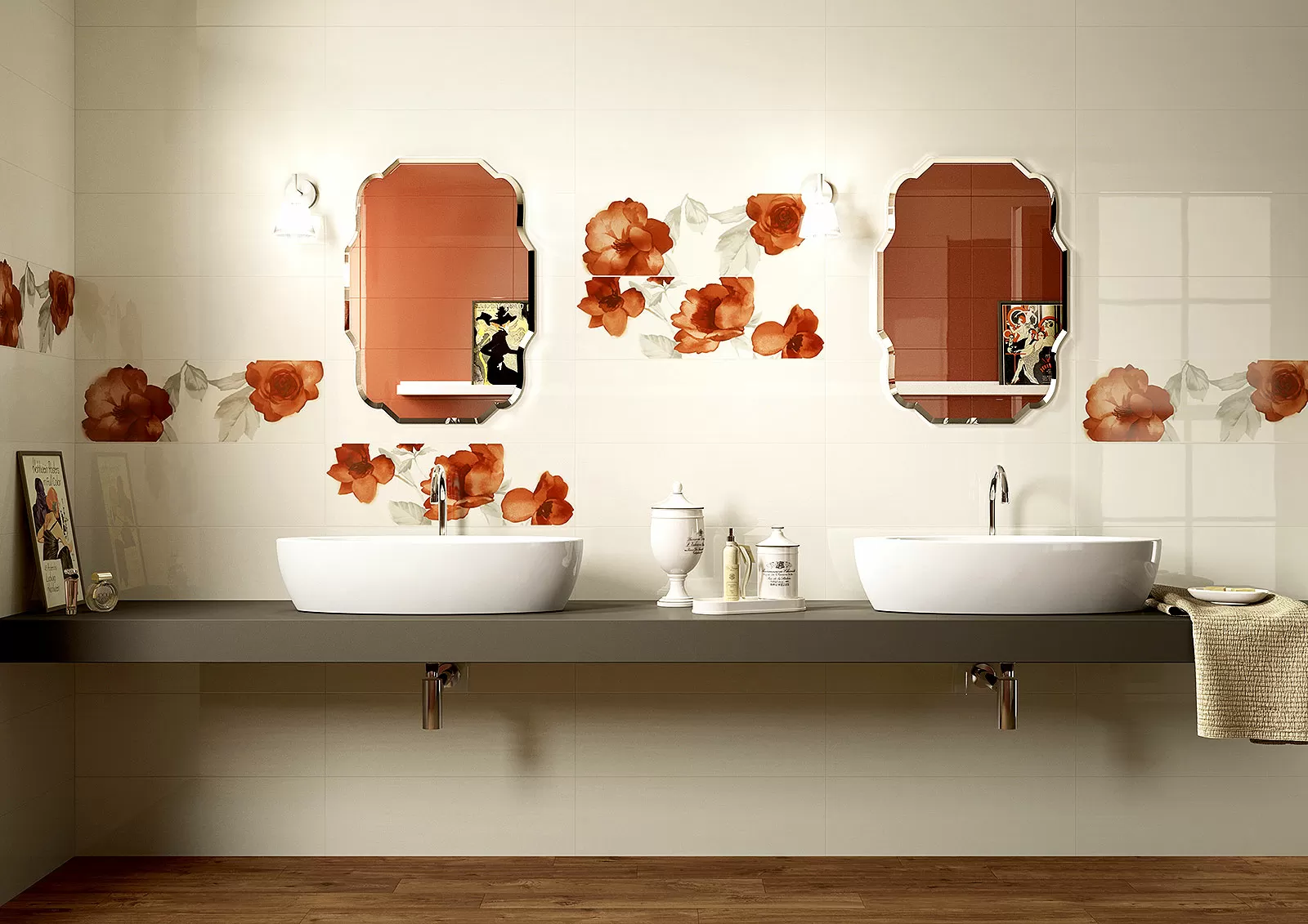 Плитка MLER Colourline White/Blue Decoro 22x66.2