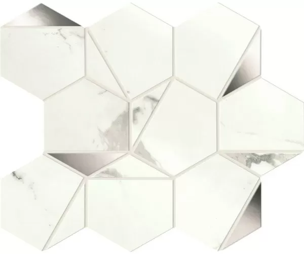 Мозаика A4WV Marvel Statuario Supremo Platino Hex Shiny 25,1x29