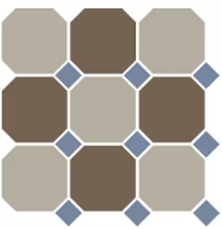 Керамогранит 4401+29 OCT11-A Beige 01 Coffe Brown 29 OCTAGON/Blue Cobalt 11 Dots (лист 30х30 9 штук+вставки)