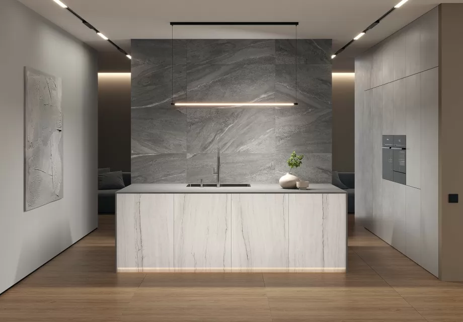 Керамогранит 17545 Elemento серый рельеф ректификат 60x120