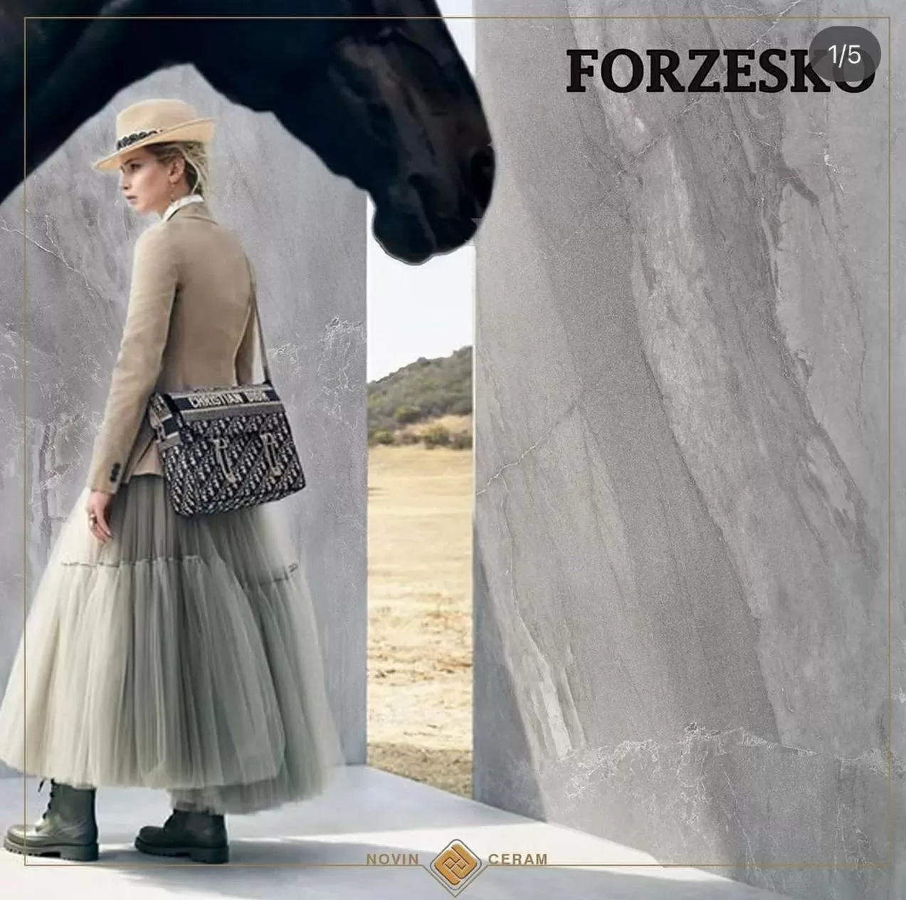 Керамогранит 9554-M35 Forzesko Dark Gray Semi Polish Rect 60х120