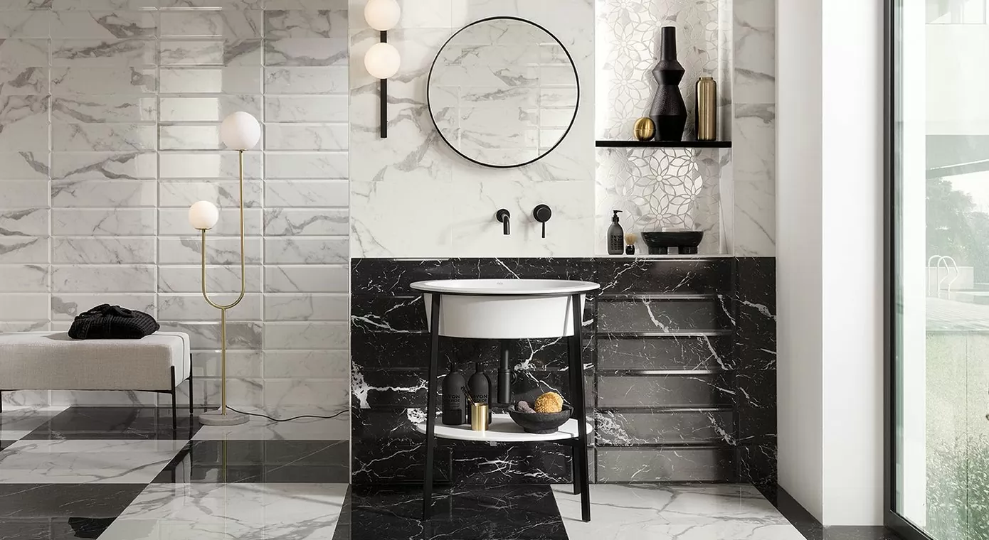 Плитка fQB7 Roma Gold Calacatta Delicato Brillante 15x56